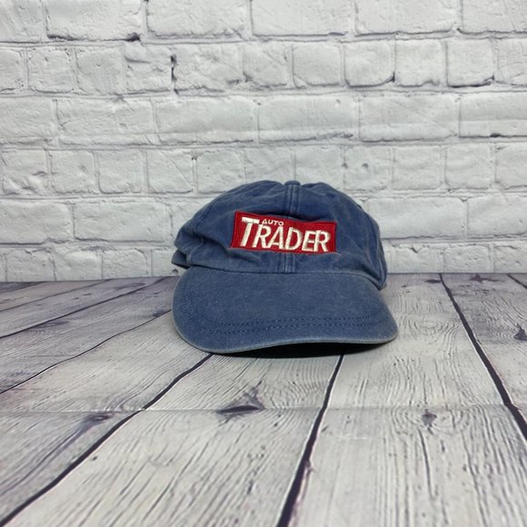 Vintage Hat Cap Strap Back Blue Auto Trader Embroidered Logo Adjustable 90s - Picture 5 of 9